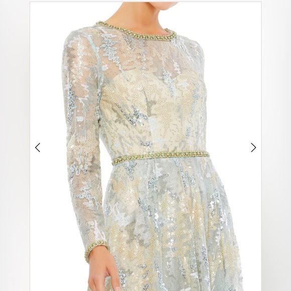 Long sleeve embellished mesh gown - Picture 3 of 3